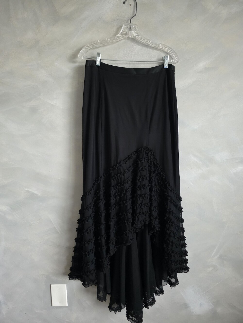 Vintage JS Collections Black Tiered Ruffle Flamenco High-Low Skirt 10 Whimsigoth